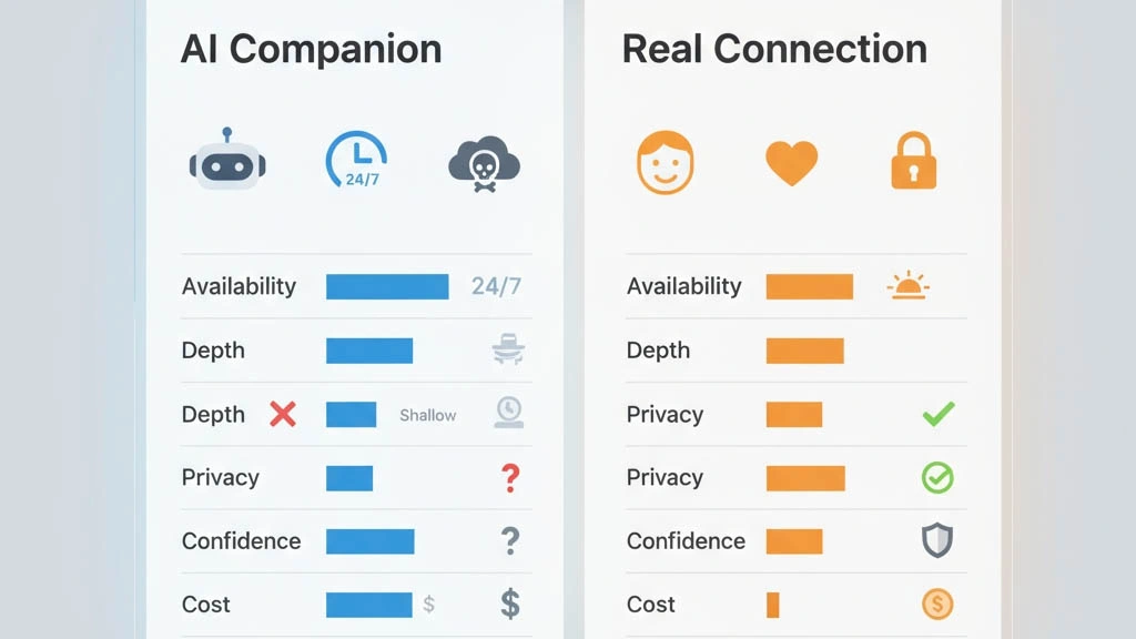 AI vs real private chats comparison infographic AI vs real chat infographic comparison