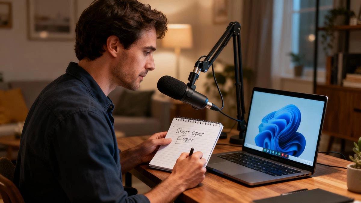 first private chat - adult man prepares a short opener and checks settings