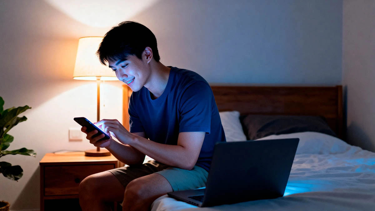 first message after cam show text on phone after webcam performance