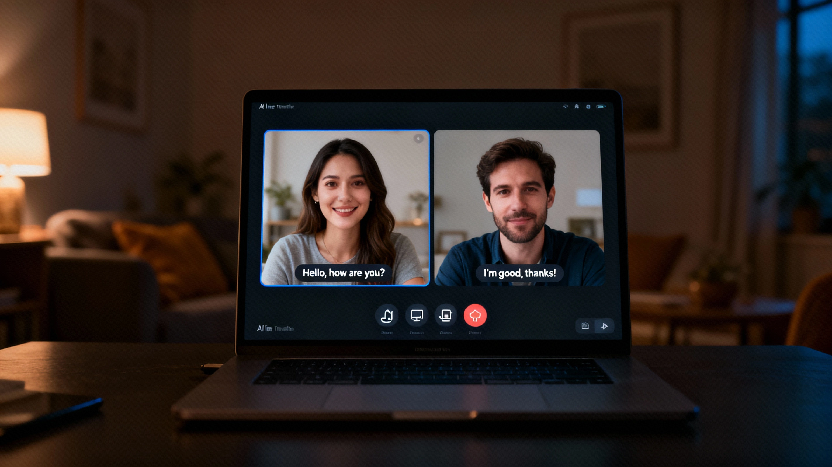 ai live translation cam chat interface showing real time subtitles between viewer and cam model