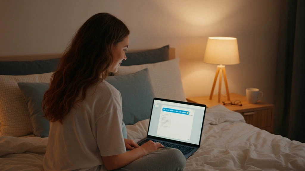 move from chat to cam date over the shoulder laptop chat turning into video