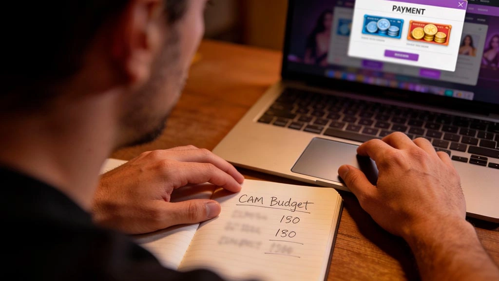 private chat money boundaries for men notebook with cam budget and laptop showing token balance